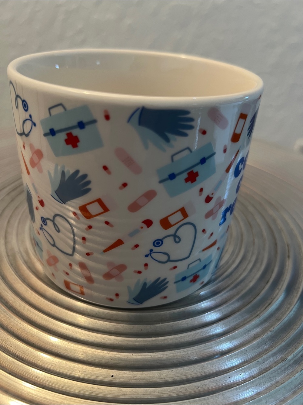 Coffee Care Repeat Ceramic Mug with Gold Handle - Picture 3 of 8